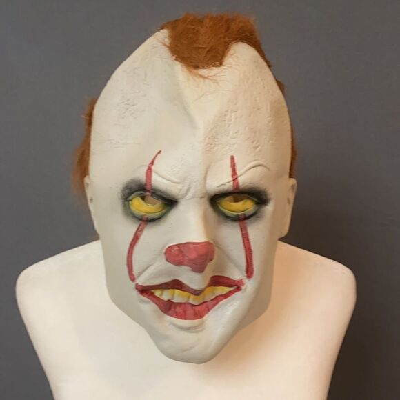 Adult Unisex Halloween Scary Clown Horror Full Head Latex Mask Pennywise NEW - Picture 1 of 5